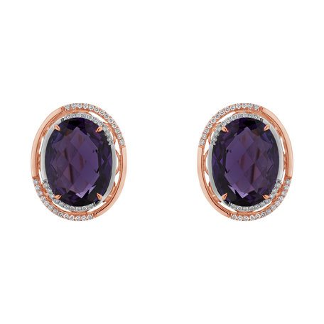 Diamond earrings with Amethyst Velonara