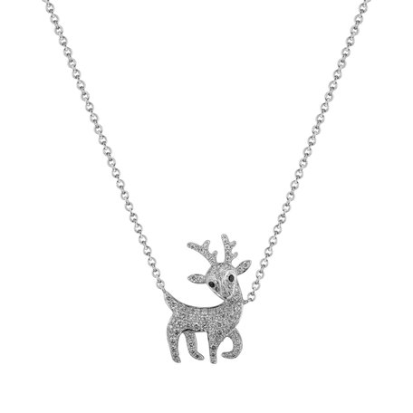 Necklace with black and white diamonds Magical Deer