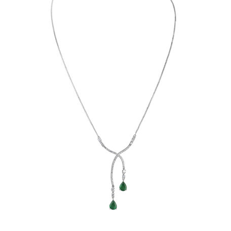 Diamond necklace with Emerald Emerald Tear