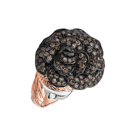 Ring with brown and black diamonds Miracle Aphrodite