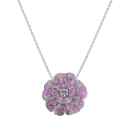 Diamond pendant with Sapphire Pink Fleur