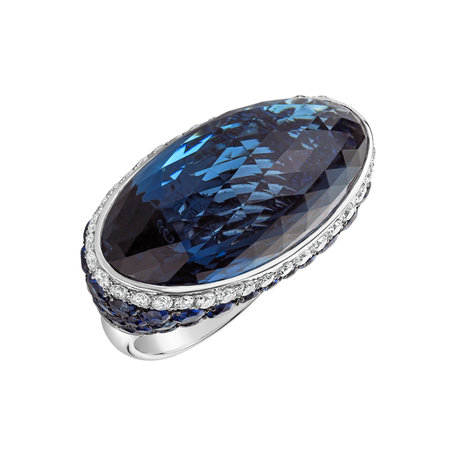 Diamond ring with Sapphire and Topaz Dona