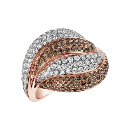 Ring with brown and white diamonds Candra