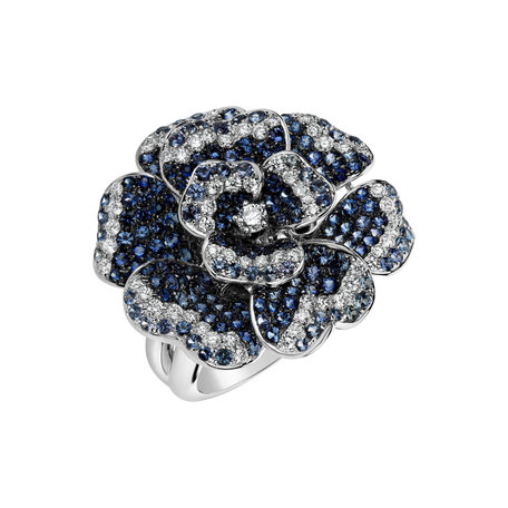 Diamond ring with Sapphire Parissienne Rose