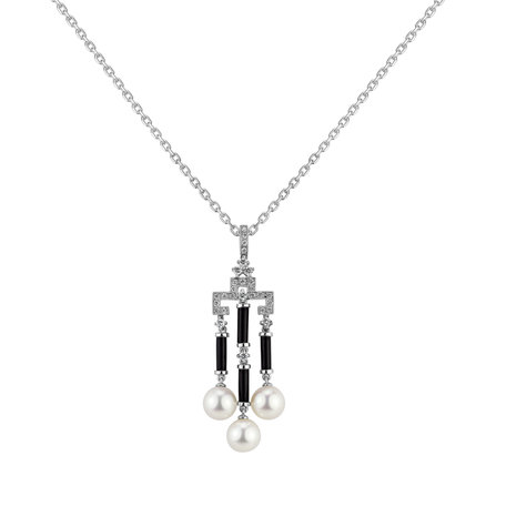 Diamond pendant with Onyx and Pearl Thalassa