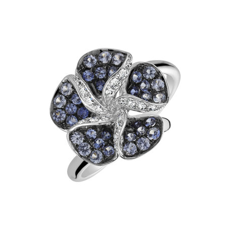 Diamond ring with Sapphire Poetic Orchid