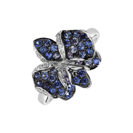 Diamond ring with Sapphire Noble Orchid