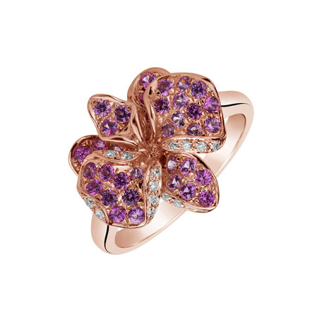 Diamond ring with Sapphire Noble Orchid