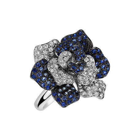 Diamond ring with Sapphire Magnolia Glory