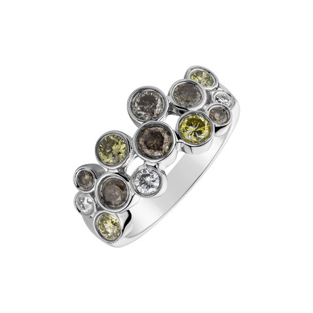 Ring with brown, yellow and white diamonds Oriana