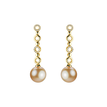 Diamond earrings with Pearl Breena