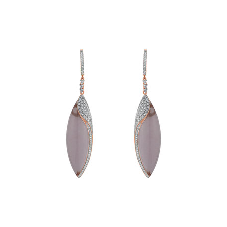 Diamond earrings with Rose Quartz Abbasid