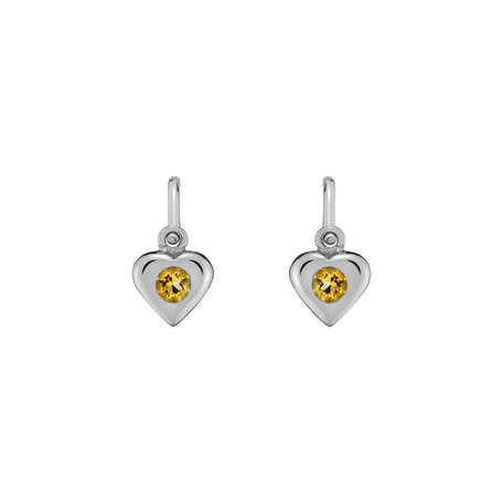 Children's earrings with Citrine Eternal Love