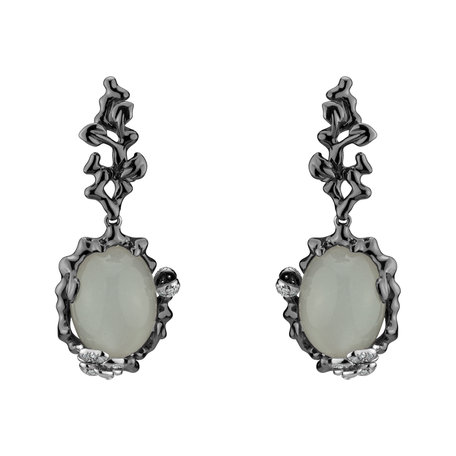 Diamond earrings with Moonstone Night Romance