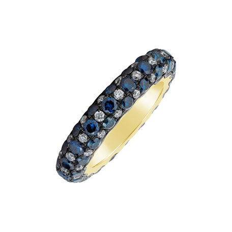 Ring with blue and white diamonds Blue Lagoon