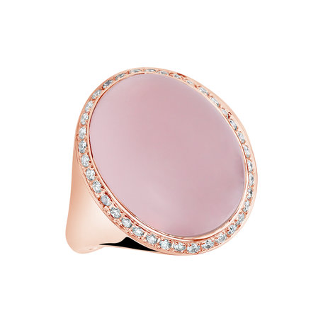 Diamond ring with Rose Quartz Scarlet Desire