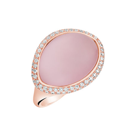 Diamond ring with Rose Quartz Arabic Magician