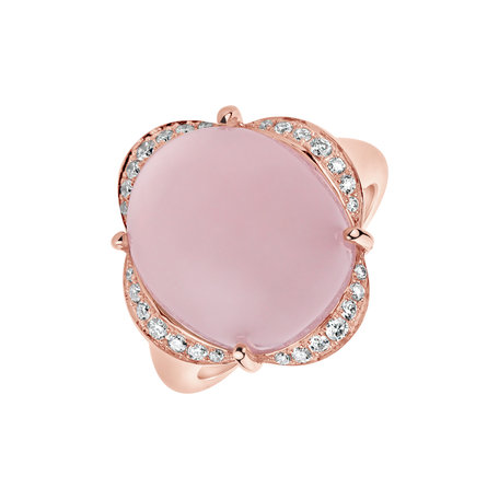 Diamond ring with Rose Quartz Rosa