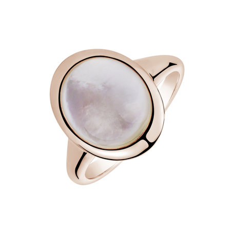 Ring with Crystal and Mother of Pearl Stylish Goth