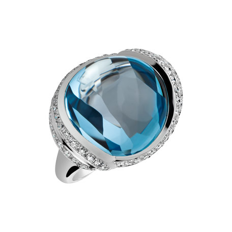 Diamond ring with Topaz Venus Poetry