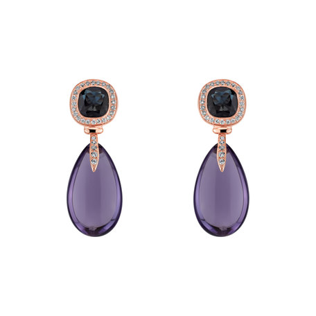 Diamond earrings with Amethyst and Topaz Violet Lady