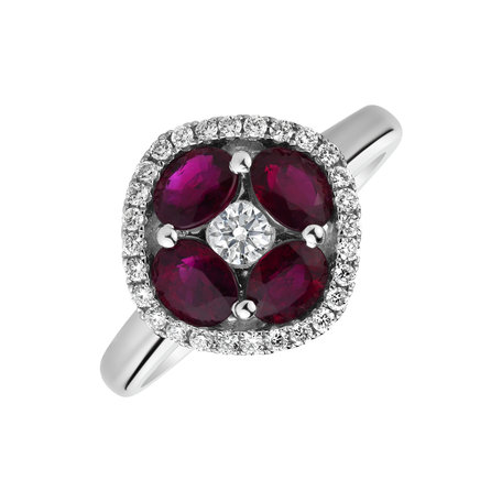 Diamond ring with Ruby Coraline