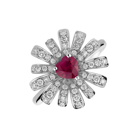 Diamond ring with Ruby Anya