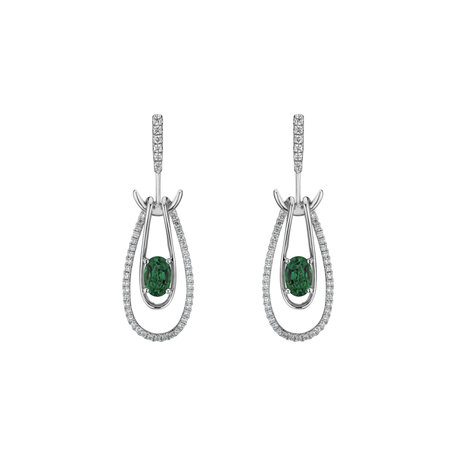 Diamond earrings with Emerald Gravity of Emerald