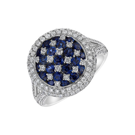 Diamond ring with Sapphire Célestine