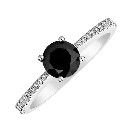 Ring with black diamond Glittery Love