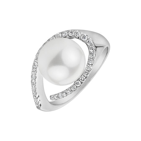 Diamond ring with Pearl Heavenly Shore