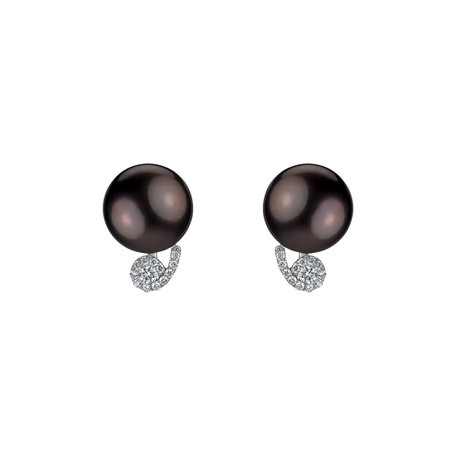 Diamond earrings with Pearl Nameless Ocean