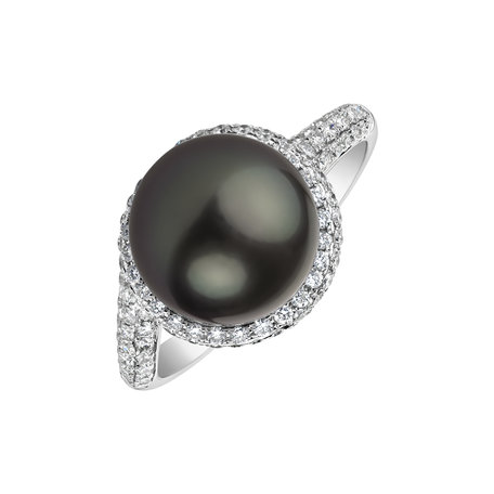 Diamond ring with Pearl Tahitian Sea