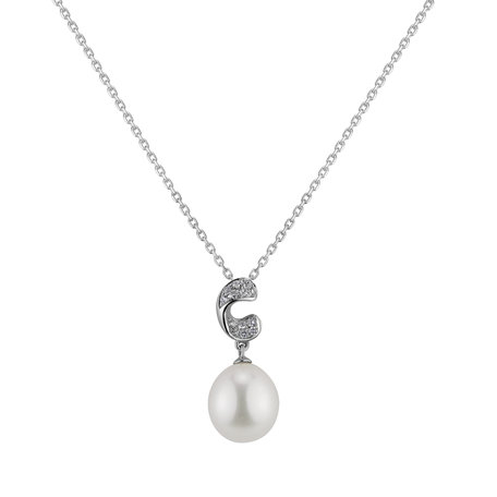 Diamond pendant with Pearl Ozura