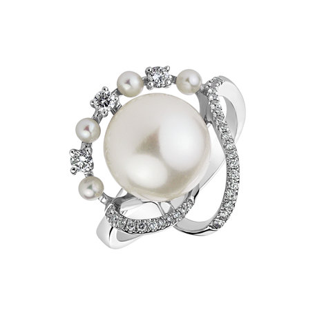 Diamond ring with Pearl Pearl Ribbon