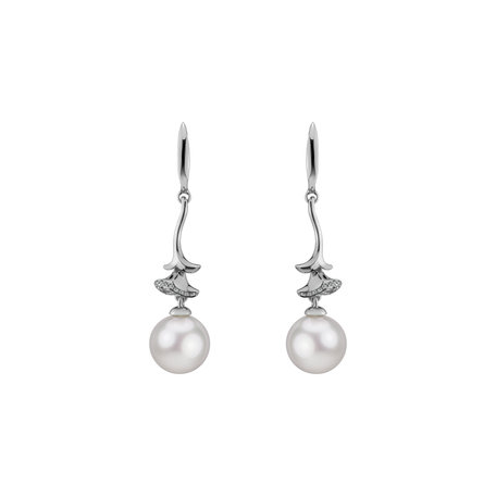 Diamond earrings with Pearl Molteia