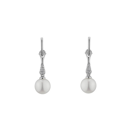 Diamond earrings with Pearl Alastia