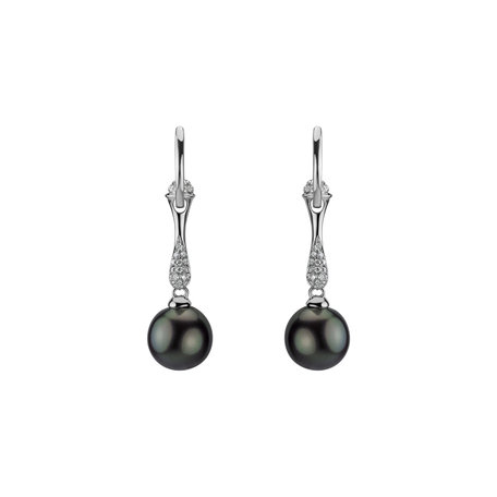 Diamond earrings with Pearl Alastia