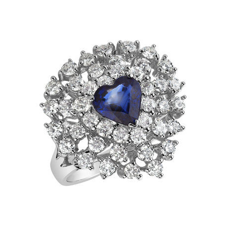 Diamond ring with Sapphire Versailles Orchid