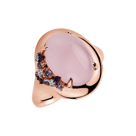 Diamond ring with Rose Quartz and Sapphire Angel Opera