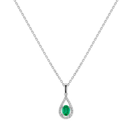 Diamond pendant with Emerald Tear of Green