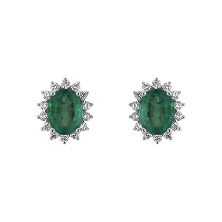 Diamond earrings with Emerald Princess Sparkle