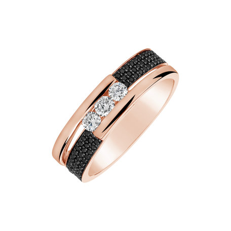 Ring with black and white diamonds Diamond Message