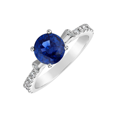 Diamond ring with Sapphire Midnight Phantom