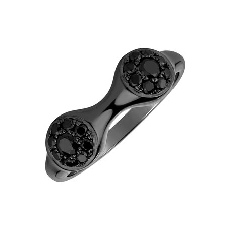 Ring with black diamonds Space Kiss