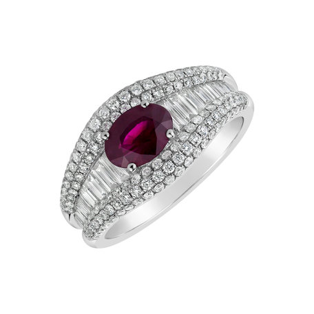 Diamond ring with Ruby Magnolia