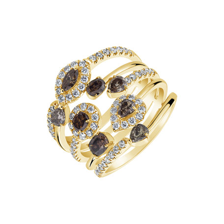 Ring with brown and white diamonds Midnight Helix