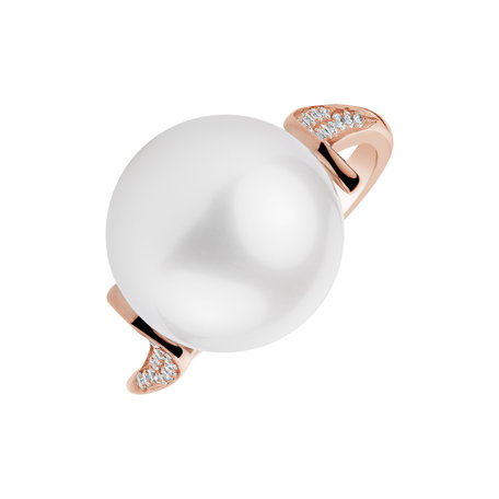 Diamond ring with Pearl Pristine Seashore