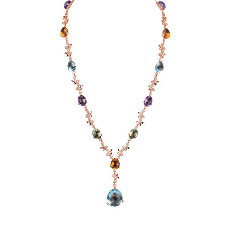 Diamond necklace with Amethyst,Topaz and Citrine Caesarean Guardian