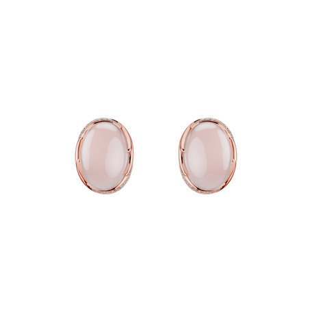 Diamond earrings with Rose Quartz Olearia